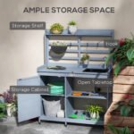 Wooden Potting Bench with Storage, Sink, Water Tap for Backyard, Patio, Balcony, Gray - Image 5
