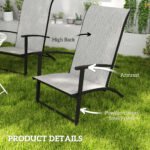 Set of 2 Outdoor Dining Chairs with High Back, Armrests, Folding Patio Chairs for Patio, Lawn, Camping, Gray - Image 6