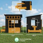 Outdoor Playhouse, Wooden Kids Playhouse w/ Picnic Table & Benches, Chalkboards, Half Door, Windows, for Kids Ages 3-8 - Image 3