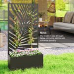 Metal Planter Box with Trellis, Raised Garden Bed with Trellis Large Leaf Cut-Out Privacy Screen for Climbing Plants - Image 7