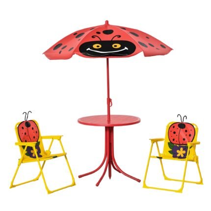 Kids Table and Chair Set with Outdoor Folding Garden Furniture