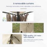 10' x 13' Outdoor Patio Gazebo Canopy Shelter with 6 Removable Sidewalls, & Steel Frame for Garden, Lawn, Backyard and Deck, Khaki - Image 6