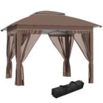 12' x 12' Pop Up Canopy Tent with Netting and Carry Bag, Instant Sun Shelter with 137 sq.ft Shade, Tents for Parties, Height Adjustable, for Outdoor, Garden, Patio