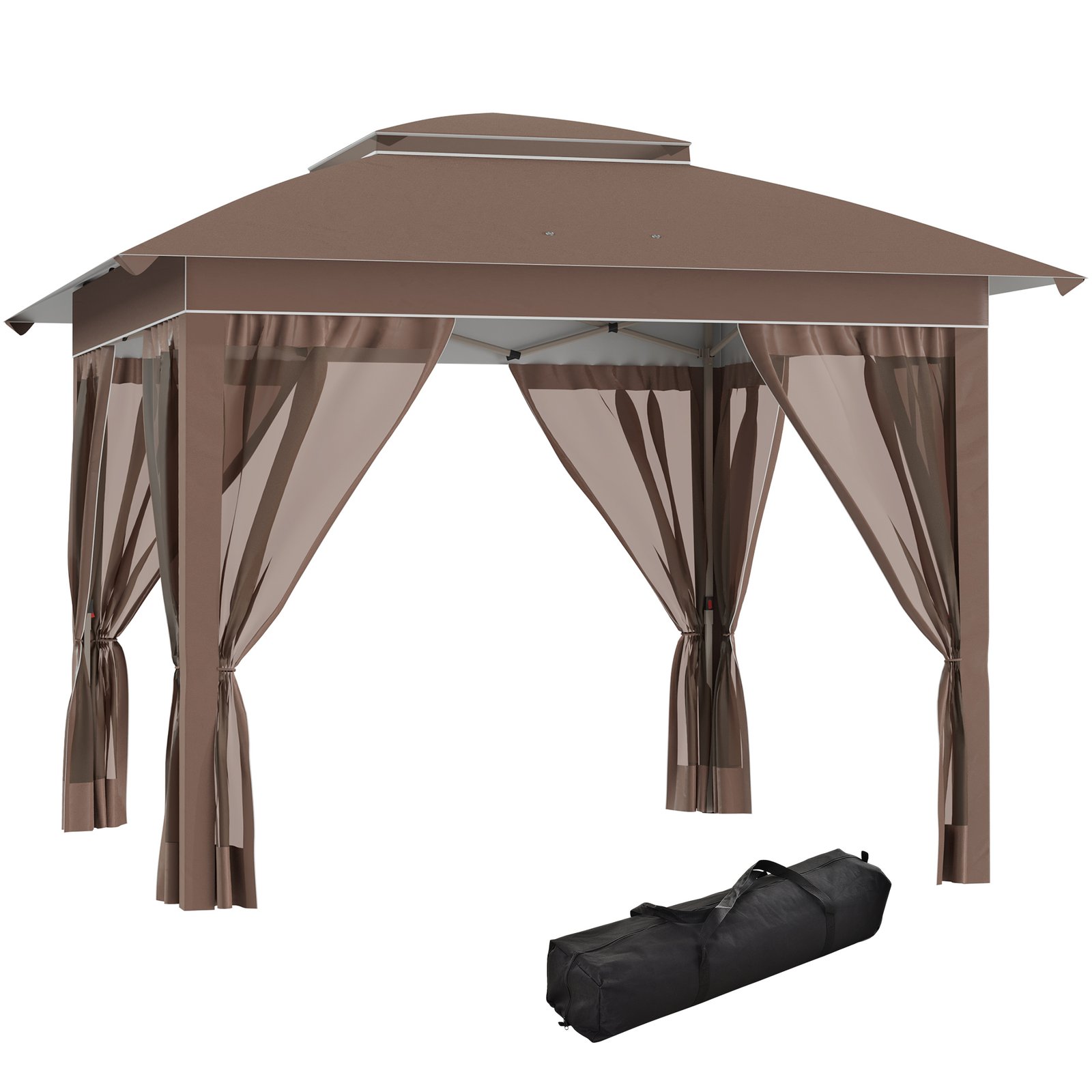 o2v98a18703f845fa.jpg 12' x 12' Pop Up Canopy Tent with Netting and Carry Bag, Instant Sun Shelter with 137 sq.ft Shade, Tents for Parties, Height Adjustable, for Outdoor, Garden, Patio - Image 1