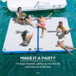 10 x 7ft Water Inflatable Floating Dock, Inflatable Platform Island, Large Floating Mat Raft with Air Pump & Backpack, for Pool, Beach, Ocean, White - Image 8