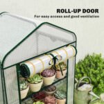 Mini Greenhouse with Screen Roof, Portable Small Greenhouse with Roll-Up Zipper Door, 27.6" x 19.7" x 50", White - Image 7