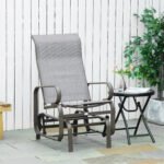 Outdoor Patio Glider Rocker, Metal High-Back Chair for Outdoor Use - Gray - Image 2