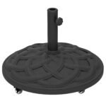 Round Patio Umbrella Base with Wheels, 44 lbs Resin Umbrella Stand Base, Heavy Duty Patio Umbrella Holder for 1.3"/1.5"/1.9" Umbrella Poles for Outdoor, Lawn, Poolside