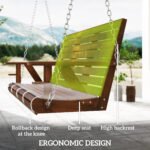 3-Seater Swing Bench, Wooden Porch Swing with Cupholders, Hanging Chains for Patio Garden, Carbonized - Image 6