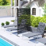 78" H x 48" W Metal Outdoor Privacy Screen, Freestanding Decorative Privacy Fence Screen for Balcony, Black - Image 7