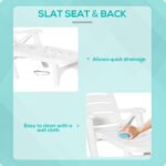 Outdoor Chaise Lounge Chair on Wheels, Waterproof, Quick Assembly, Folding, 5 Level Adjustable Backrest for Pool, White - Image 7