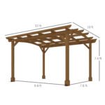 10' x 12' Wood Pergola, Outdoor Gazebo Grape Trellis with Arched Roof for Climbing Plant Support, Dark Brown - Image 3
