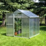 6' L x 6' W Walk-In Polycarbonate Greenhouse with Roof Vent for Ventilation & Rain Gutter for Winter - Image 2