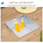 5 Piece Garden Patio Dining Set, Dinner Table with Built-in Ice Bucket Insert, 4 Rocking Chairs, Beige - Image 5
