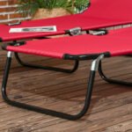 2 Piece Folding Chaise Lounge Pool Chairs, Outdoor Sun Tanning Chairs with 5-Level Reclining Back, Steel Frame for Beach, Yard, Patio, Red - Image 8