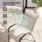 Set of 4 Outdoor Dining Chairs, Stackable Patio Chairs with High Back, Breathable Mesh Seat for Garden Lawn, Mixed Gray - Image 5