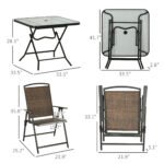 5 Pieces Patio Table and Chairs, Foldable Wicker Outdoor Dining Table Set with Umbrella Hole, Dark Brown - Image 3