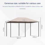 10' x 13' Outdoor Patio Gazebo Canopy Shelter with 6 Removable Sidewalls, & Steel Frame for Garden, Lawn, Backyard and Deck, Khaki - Image 7