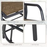 Outdoor Glider Chair, Steel Swing Chai with Curved Armrests for Porch, Garden, Poolside, Balcony, Brown - Image 7