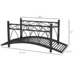 3.3' Metal Arch Zen Garden Pond Bridg with Safety Siderails for Stream, Fish Pond, Black - Image 3