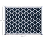 Reversible Outdoor Rug, 9' x 12' Waterproof Plastic Straw Floor Mat, Portable RV Camping Carpet, Large Floor Mat for Backyard, Deck, Picnic, Beach, Blue & White - Image 3