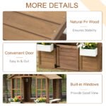 Kids Wooden Playhouse, Outdoor Garden Games Cottage with Flowers Pot Holder, Working Door, Windows, Brown - Image 6