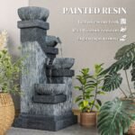 33.5" Water Fountain, 4-Tier Resin Cascading Bowls Outdoor Waterfall Fountain with LED Lights, Pump - Image 6