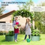 Raised Garden Beds Set with Arch Trellis, Climbing Net, Galvanized Planter Box for Climbing Vegetables Flowers Herbs - Image 4