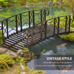 6' Metal Arch Backyard Garden Bridge with 660 lbs. Weight Capacity, Safety Siderails, Vine Motifs, Easy Assembly for Backyard Creek, Stream, Pond, Brown - Image 6