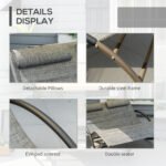 Outdoor Double Chaise Rocking Chair, Day Bed Sun Lounger with Canopy Shade, Headrest Pillow, Armrests for Garden, Poolside, Light Gray - Image 6