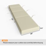 Chaise Lounge Cushion, 4" Thick Outdoor Lounge Chair Cushions with Ties for Patio, 26" x 80 ", Cream White - Image 3
