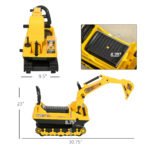 No Power Ride On Excavator Toy Tractors Digger Movable Scooter Walker Pretend Play Toddler Construction Truck Basket Storage For Boys Girls 18-48 Months Yellow Black - Image 3