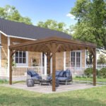 10' x 12' Outdoor Wooden Pergola, Grape Vine Gazebo with Concrete Anchors for Garden, Patio, Backyard, Deck - Image 2