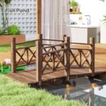 5 ft. Wooden Garden Bridge Footbridge for Backyard Ponds, Creeks, Streams, Carbonized - Image 8