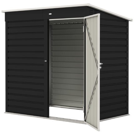 Outdoor Garden Shed with Lockable Doors, 6' x 4', Dark Gray, White