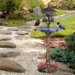 3 in 1 Garden Bird Bath Bowl Pedestal with Bird Feeder, Large Water Basin, Underneath Flower Planter, Bronze - Image 2
