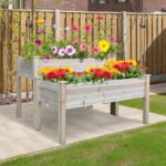 Two-Tier Wooden Elevated Garden Bed with Legs, Large Capacity 45x45 Outdoor Planter for Vegetables, Flowers, and Herbs, Ideal for Gardeners, Natural - Image 2
