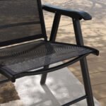 Set of 4 Outdoor Folding Chairs, Stackable Patio Dining Chairs with Armrests, Metal Frame, Black - Image 8