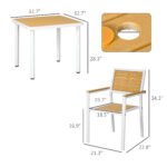 5pc Patio Table and Chairs Set, Aluminum Patio Dining Set w/ HDPE Materials, Umbrella Hole, Yellow - Image 3