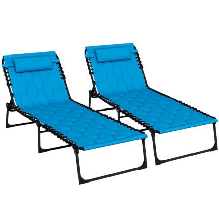 Folding Chaise Lounge Set with Reclining Back