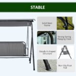 3-Person Porch Swing with Stand, Outdoor Swing for Patio Porch with Adjustable Tilt Canopy and Comfortable Swing Bench-Style Seat, Steel Frame, Gray - Image 5