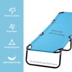 Folding Chaise Lounge Pool Chairs, Outdoor Sun Tanning Chairs with 5-Level Reclining Back, Steel Frame for Beach, Yard, Patio, Sky Blue - Image 5