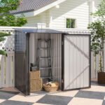 Small Metal Garden Shed, 3.3' x 3.4', Galvanized Steel, Lockable Tool Shed for Patio, Backyard, Lawn, Dark Gray - Image 8