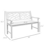 Outdoor Garden Bench, Wooden Frame Patio Bench with Geometric Pattern, 43.25 Inch Weatherproof 2-Person Love Seat for Garden, Lawn, Porch, Yard, Work Entryway, White - Image 3