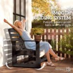 Patio Glider Bench w/ HDPE Slatted Double Rocking Chair, Black - Image 4
