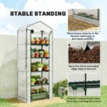 Mini Greenhouse with Screen Roof, 5 Tier Portable Small Greenhouse with High Strength PE Cover, White - Image 8