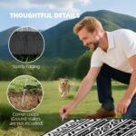 Reversible Outdoor Rug, Waterproof Plastic Straw with Carry Bag, 9' x 18', Black & White Geometric Wall - Image 7