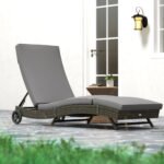 Patio Wicker Chaise Lounge Chair, Outdoor PE Rattan Sun lounger with Adjustable Backrest and 2 Wheels, Gray - Image 8