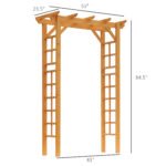 7' Wood Steel Outdoor Garden Arched Trellis Arbor with Natural Fir Wood & Side Panel for Climbing Vines, Orange - Image 3