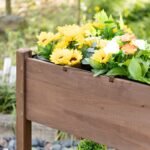 Wooden Garden Box, 34.25H with 8 Pockets and Lockable Wheels, Foldable Side Clapboard, Elevated and Self-Draining Design, to Grow Herbs, Vegetables, and Flowers, Brown - Image 8